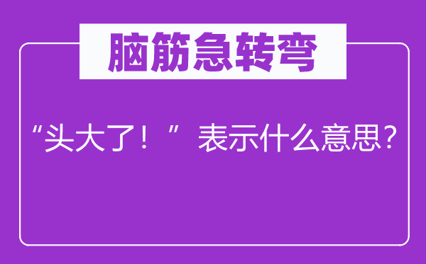 脑筋急转弯：“头大了！”表示什么意思？