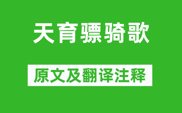 杜甫《天育骠骑歌》原文及翻译注释,诗意解释