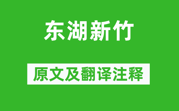 陆游《东湖新竹》原文及翻译注释,诗意解释