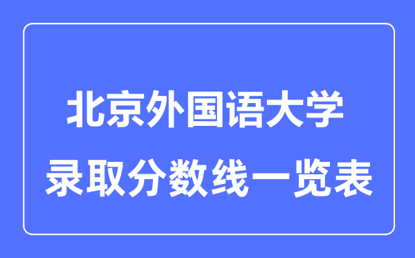 2023年高考多少分能上北京外国语大学？附各省录取分数线